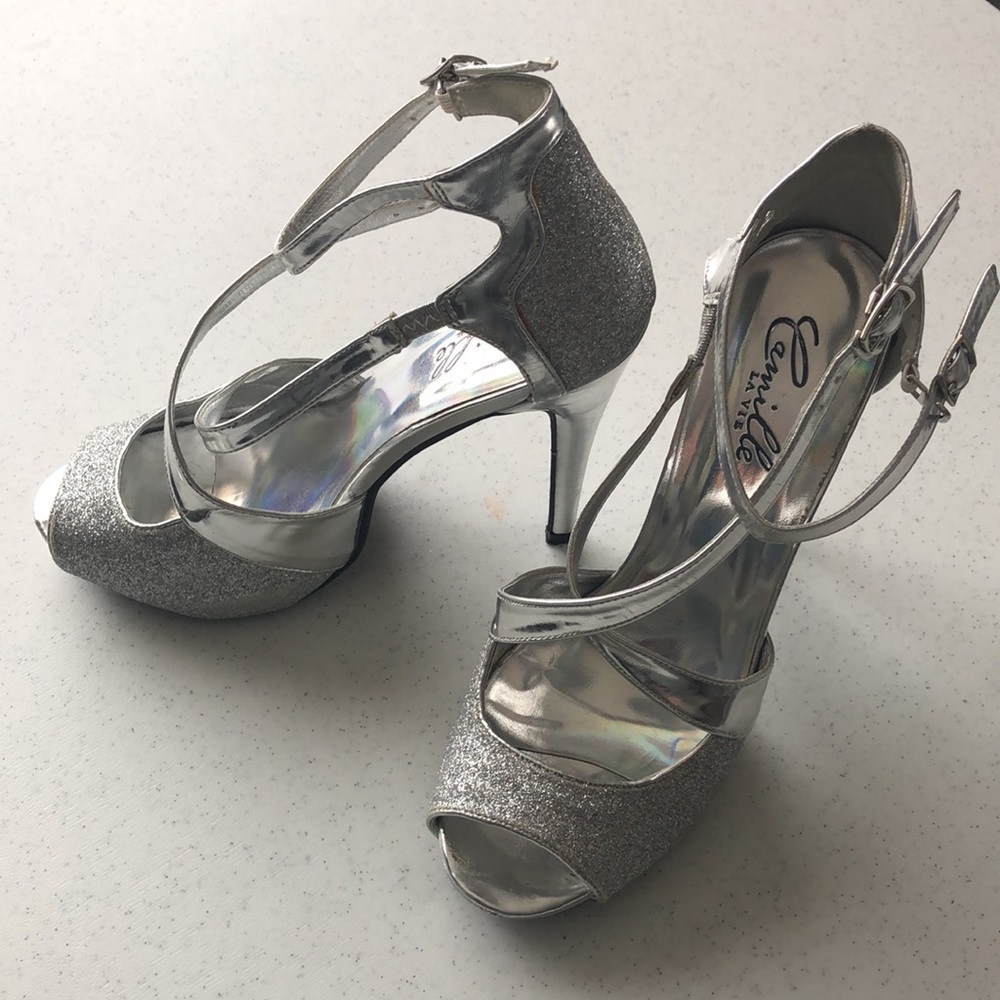 Camille La Vie silver high heel sandals size 6